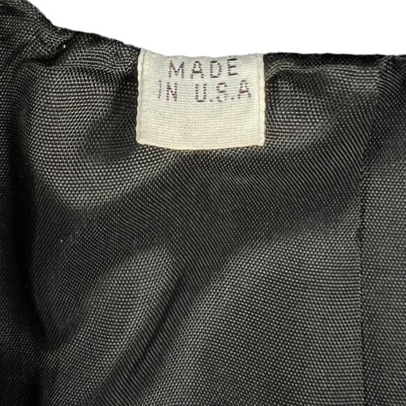 Dark Navy Wool Blend Coat Size 8 Leather Accents Lined Double Breast Long Vtg - Picture 13 of 15